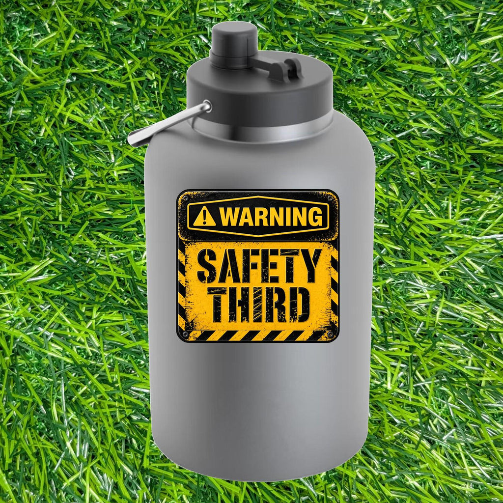 Warning Safety Third Sticker, Trades Worker Humor Decal, Construction Hard Hat