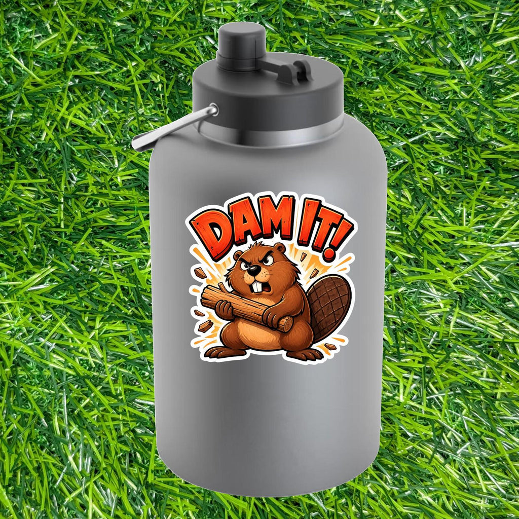 Dam It Beaver Sticker, Angry Animal Decal Humor Nature Lover Damn Vinyl Joke Pun