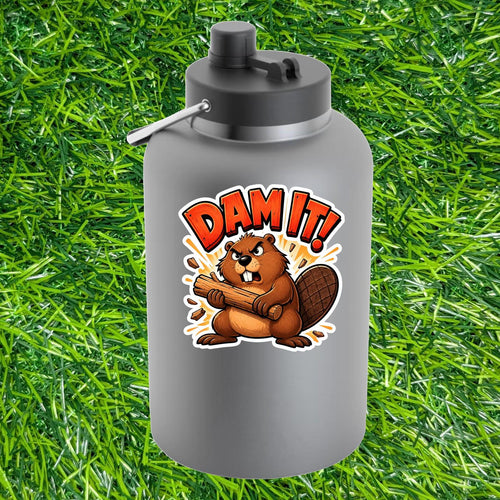 Dam It Beaver Sticker, Angry Animal Decal Humor Nature Lover Damn Vinyl Joke Pun