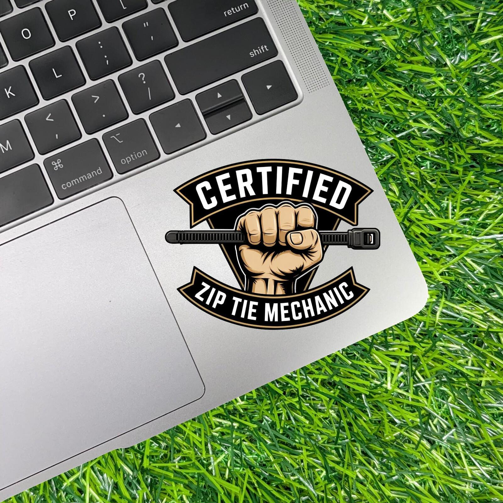Certified Zip Tie Mechanic Sticker, Funny Car Repair Decal, DIY Garage Humor