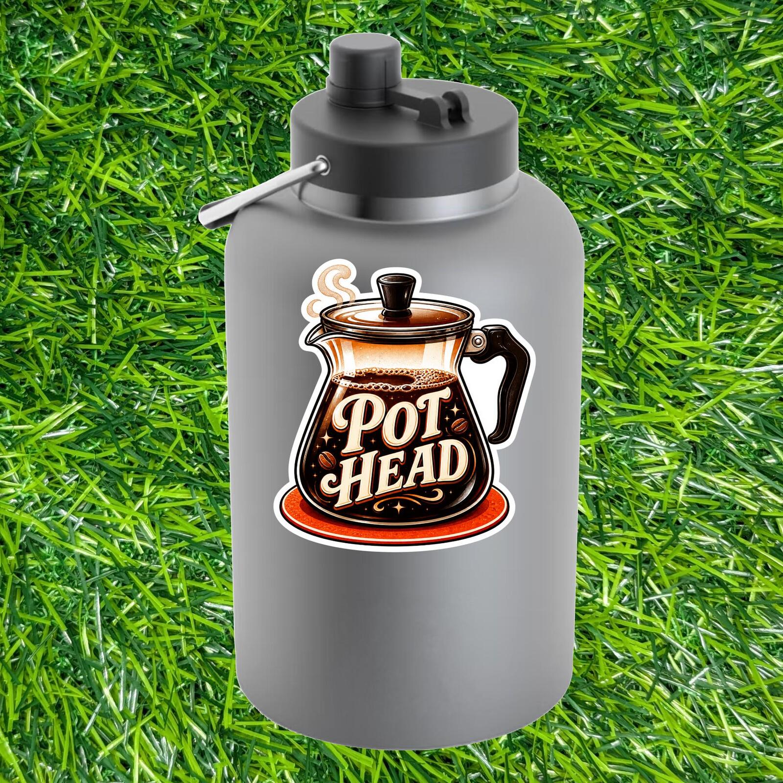 Pot Head Coffee Lover Decal Steaming Brew Carafe Caffeine Addict Sticker Roast