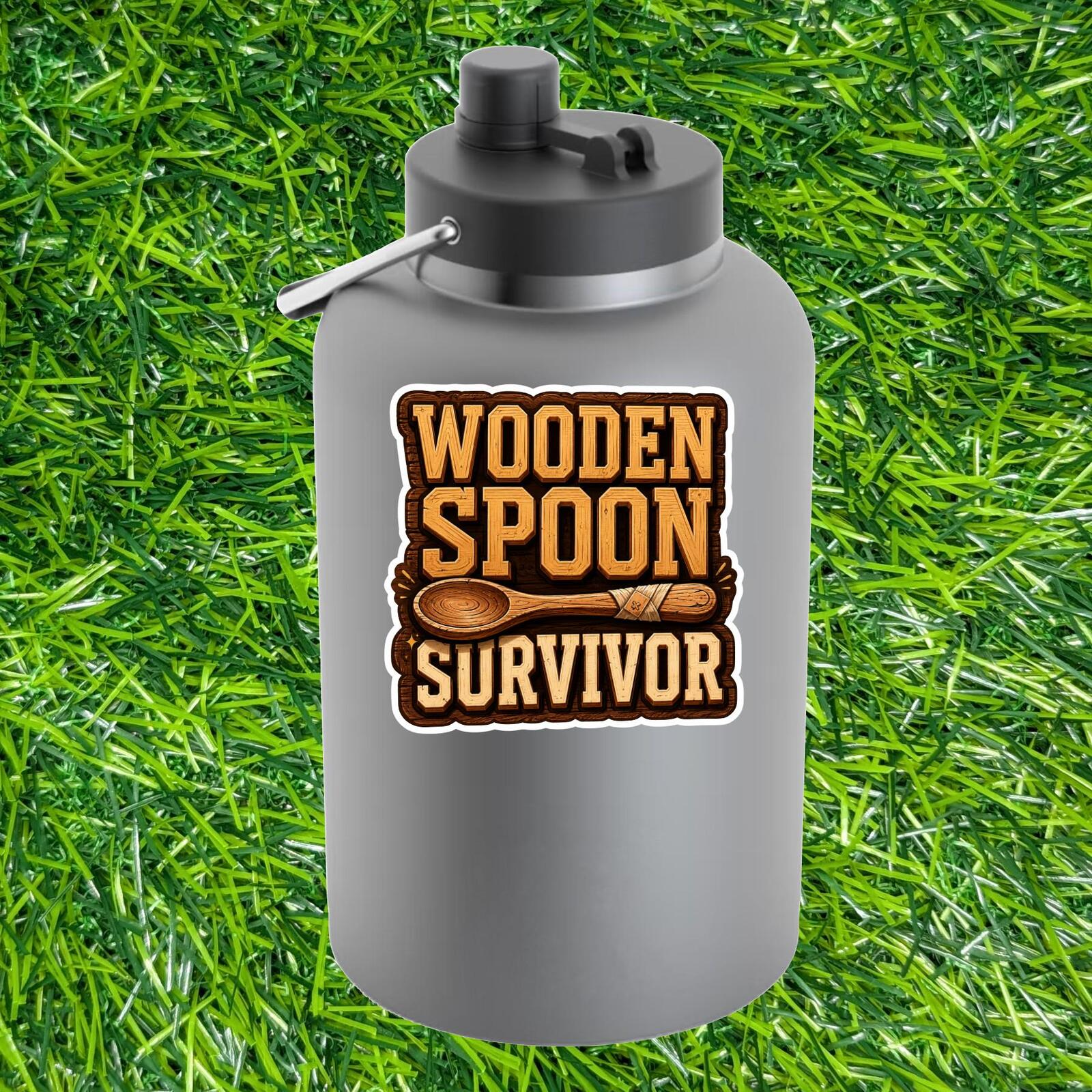 Wooden Spoon Survivor Sticker Childhood Discipline Kitchen Decal Retro Parenting