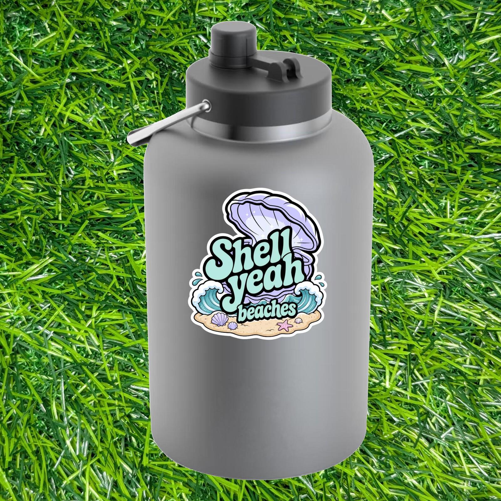 Shell Yeah Beaches Sticker Ocean Seashell Wave Decal Coastal Summer Beach Lover Mermaid Vibes