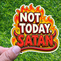 Not Today Satan Sticker Spiritual Decal Christian Meme Sarcastic Motivation