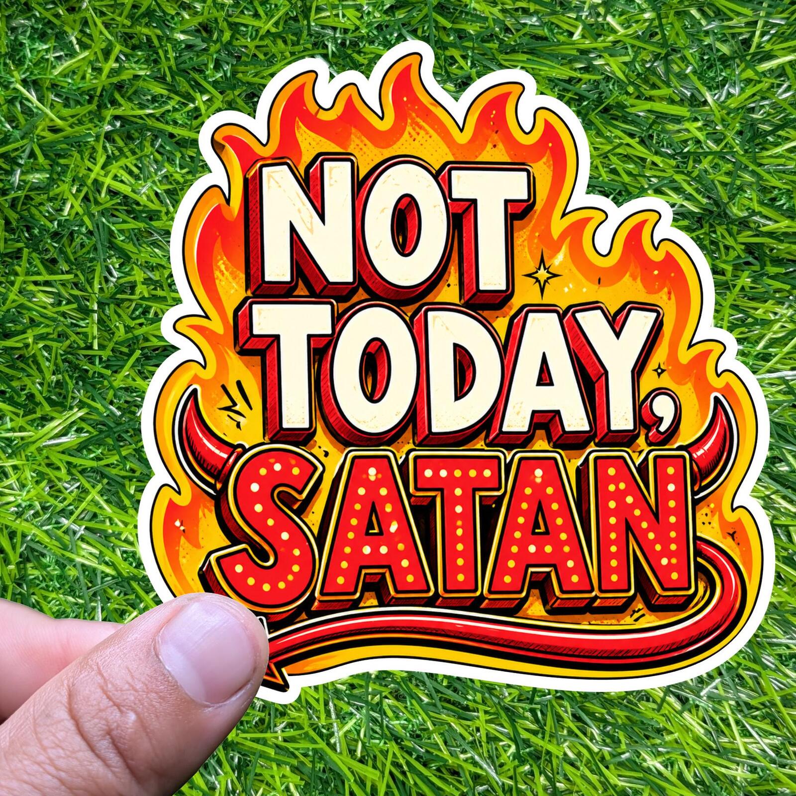 Not Today Satan Sticker Spiritual Decal Christian Meme Sarcastic Motivation