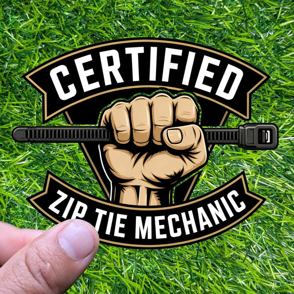 Certified Zip Tie Mechanic Sticker, Funny Car Repair Decal, DIY Garage Humor