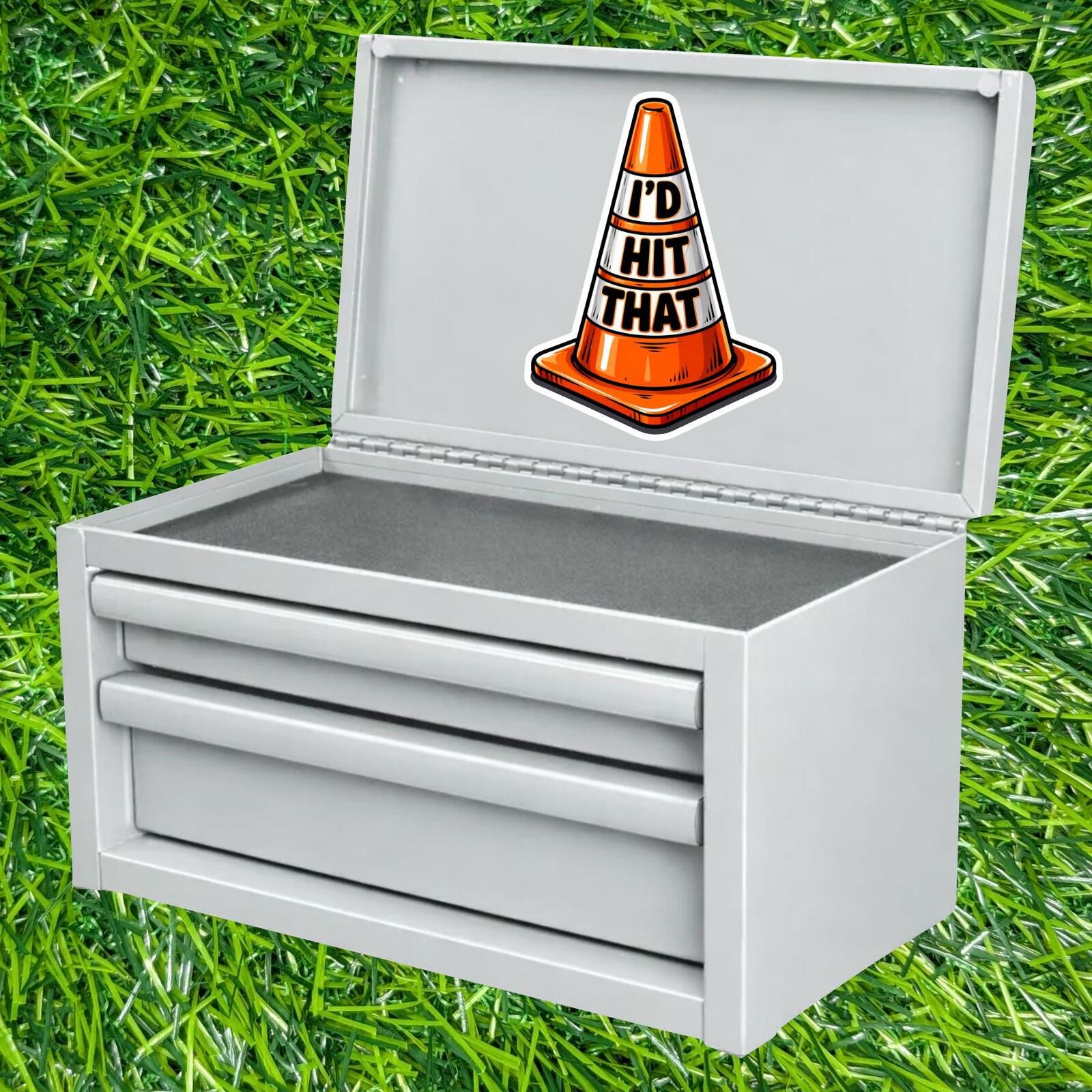 I'd Hit That, Traffic Cone Sticker, Funny Driver Decal, Car Humor Bumper Sticker