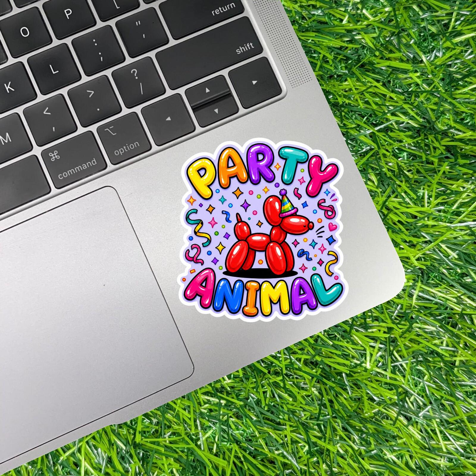 Party Animal Sticker Balloon Dog Decal Birthday Celebration Confetti Colorful Pet Lover Planner Laptop