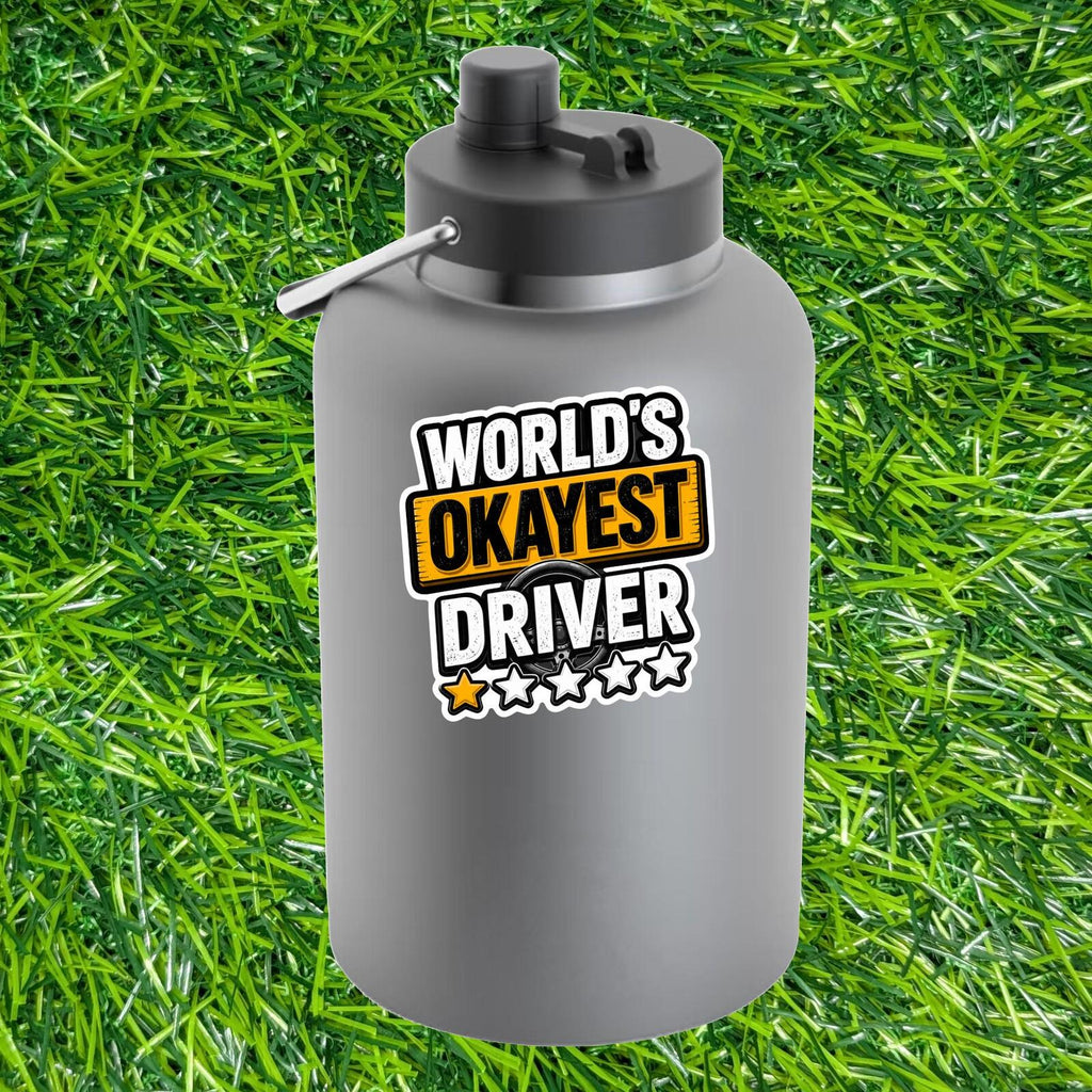 World's Okayest Driver Sticker Car Decal New License Student Road Trip Auto Humor