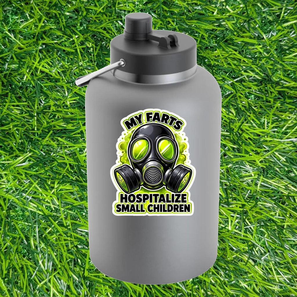 My Farts Hospitalize Small Children Sticker Gas Mask Decal Toxic Dad Humor Gag
