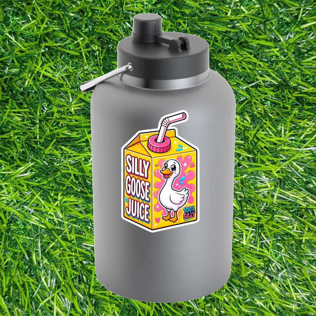 Silly Goose Juice Box Decal, Kawaii Duck 100 Humor Sticker Quirky Animal Carton