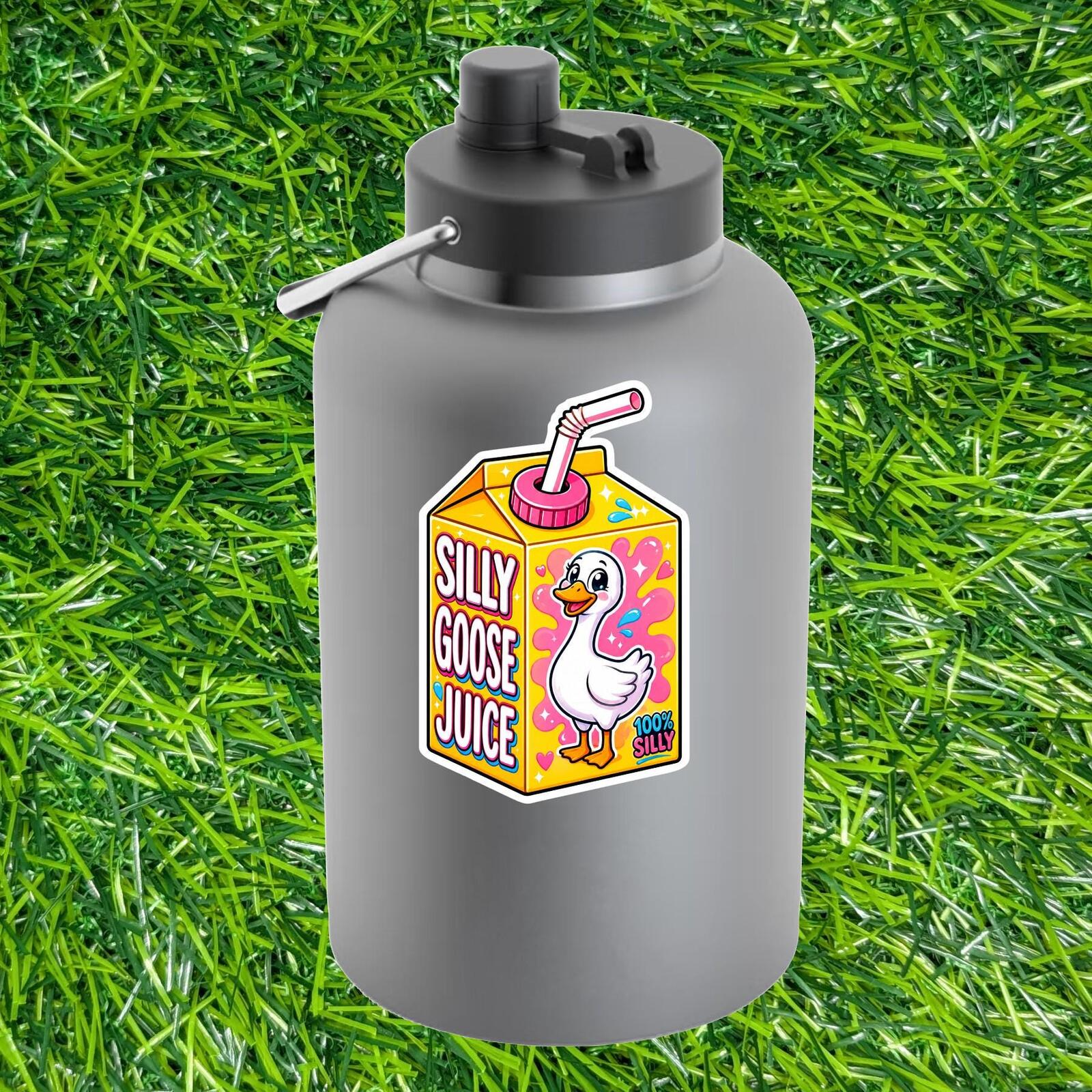 Silly Goose Juice Box Decal, Kawaii Duck 100 Humor Sticker Quirky Animal Carton