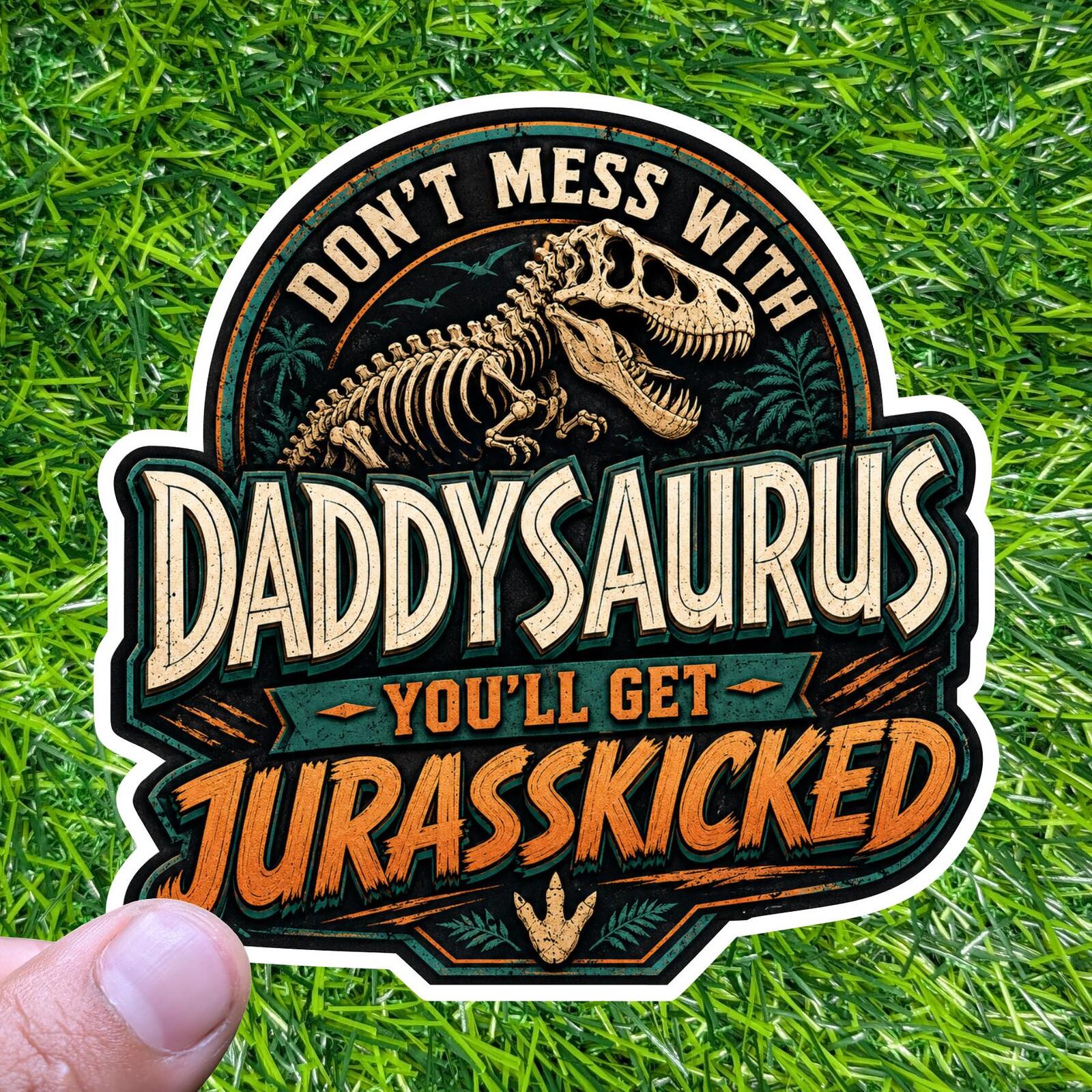 Don't Mess With Daddysaurus You'll Get Jurasskicked, T-Rex Dad Dinosaur Sticker