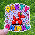 Party Animal Sticker Balloon Dog Decal Birthday Celebration Confetti Colorful Pet Lover Planner Laptop