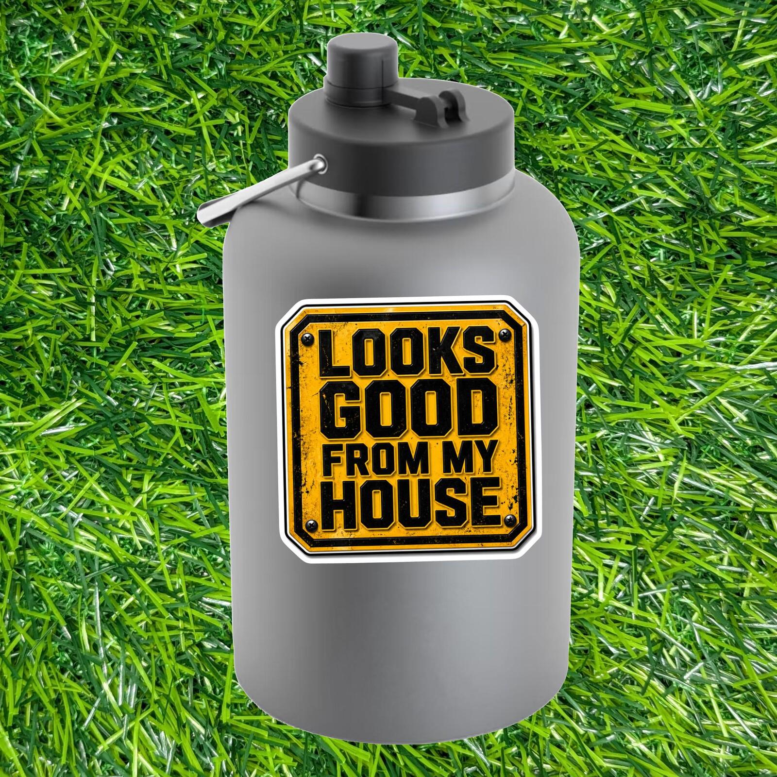 Looks Good From My House Sticker Contractor Decal Hard Construction Blue collar