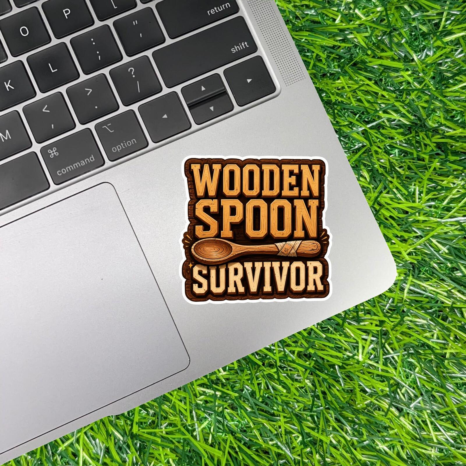 Wooden Spoon Survivor Sticker Childhood Discipline Kitchen Decal Retro Parenting