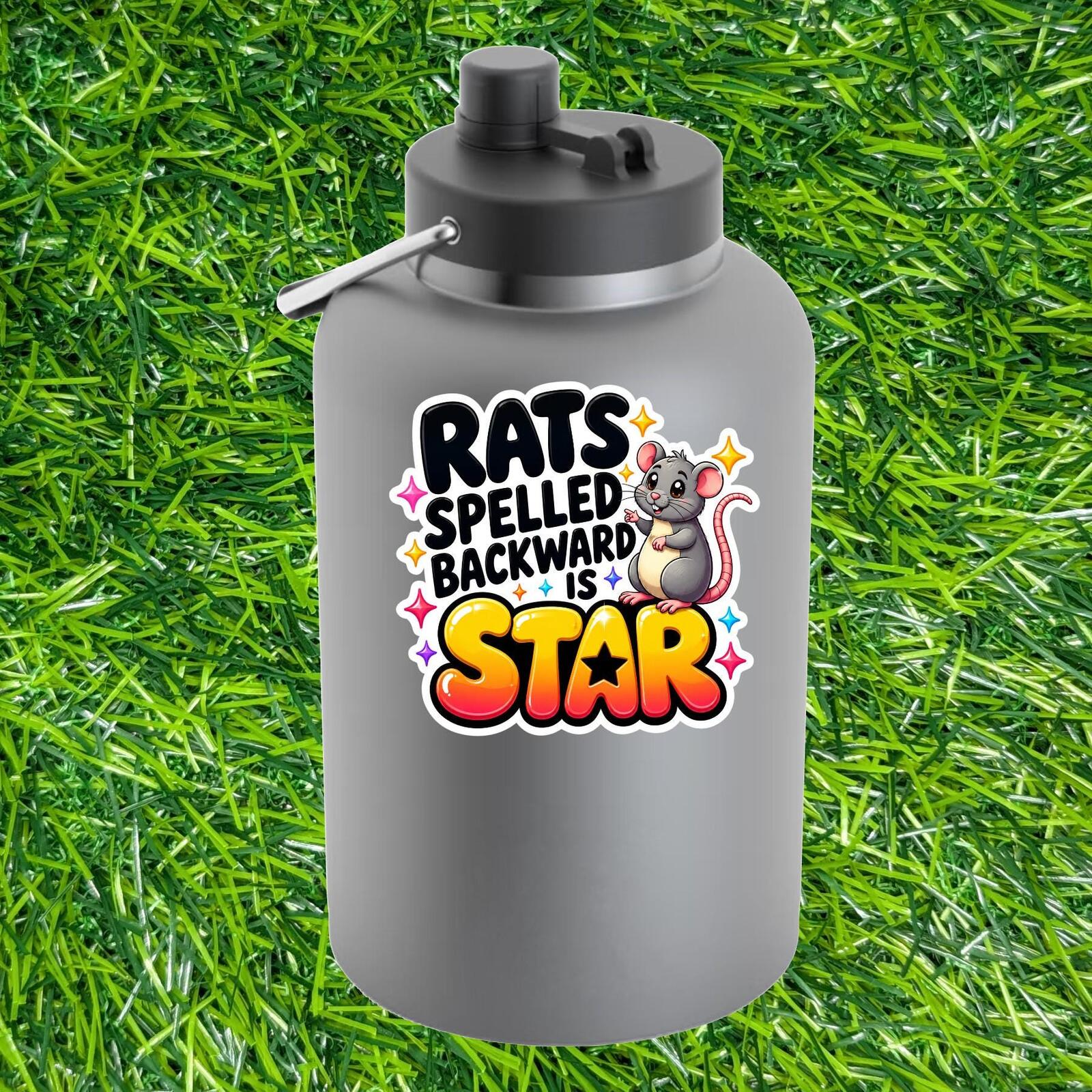 Rats Spelled Backward Is Star Kawaii Mouse Word Pun Sparkle Rodent Sticker Decal