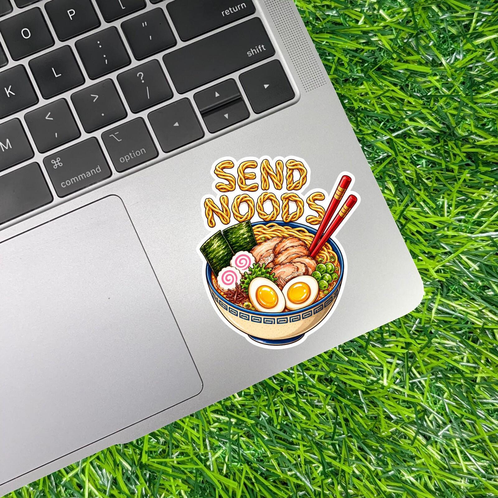 Send Noods Ramen Noodle Bowl Decal Sarcastic Japanese Food Chopsticks Sticker