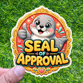 Seal of Approval Sticker, Animal Pun Decal, Marine Ocean Humor Thumbs Up Kawaii