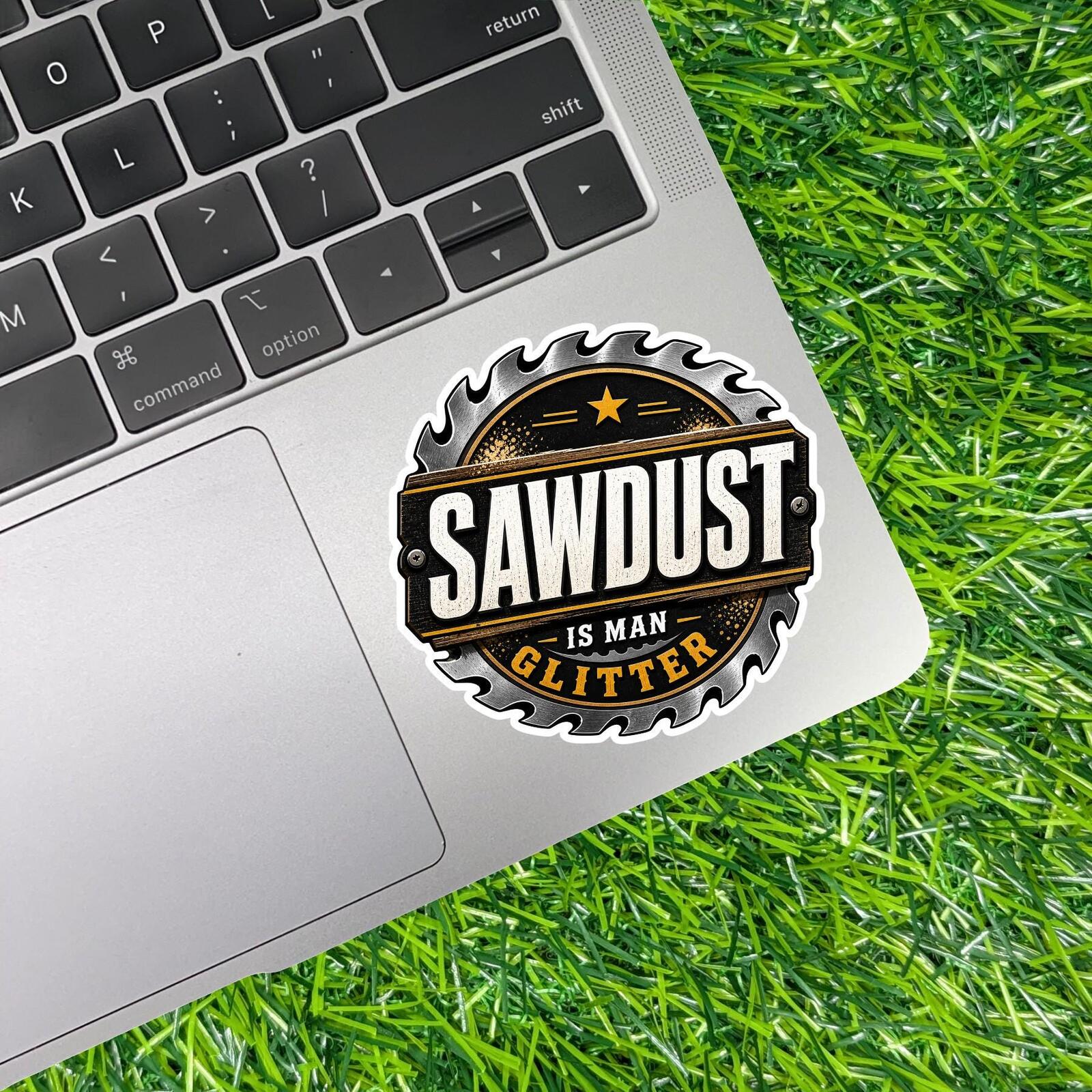 Sawdust Is Man Glitter Sticker, Woodworker Decal, Carpenter Humor, Wood Shop