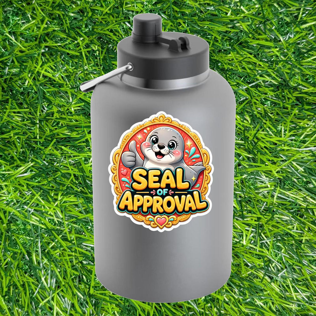 Seal of Approval Sticker, Animal Pun Decal, Marine Ocean Humor Thumbs Up Kawaii
