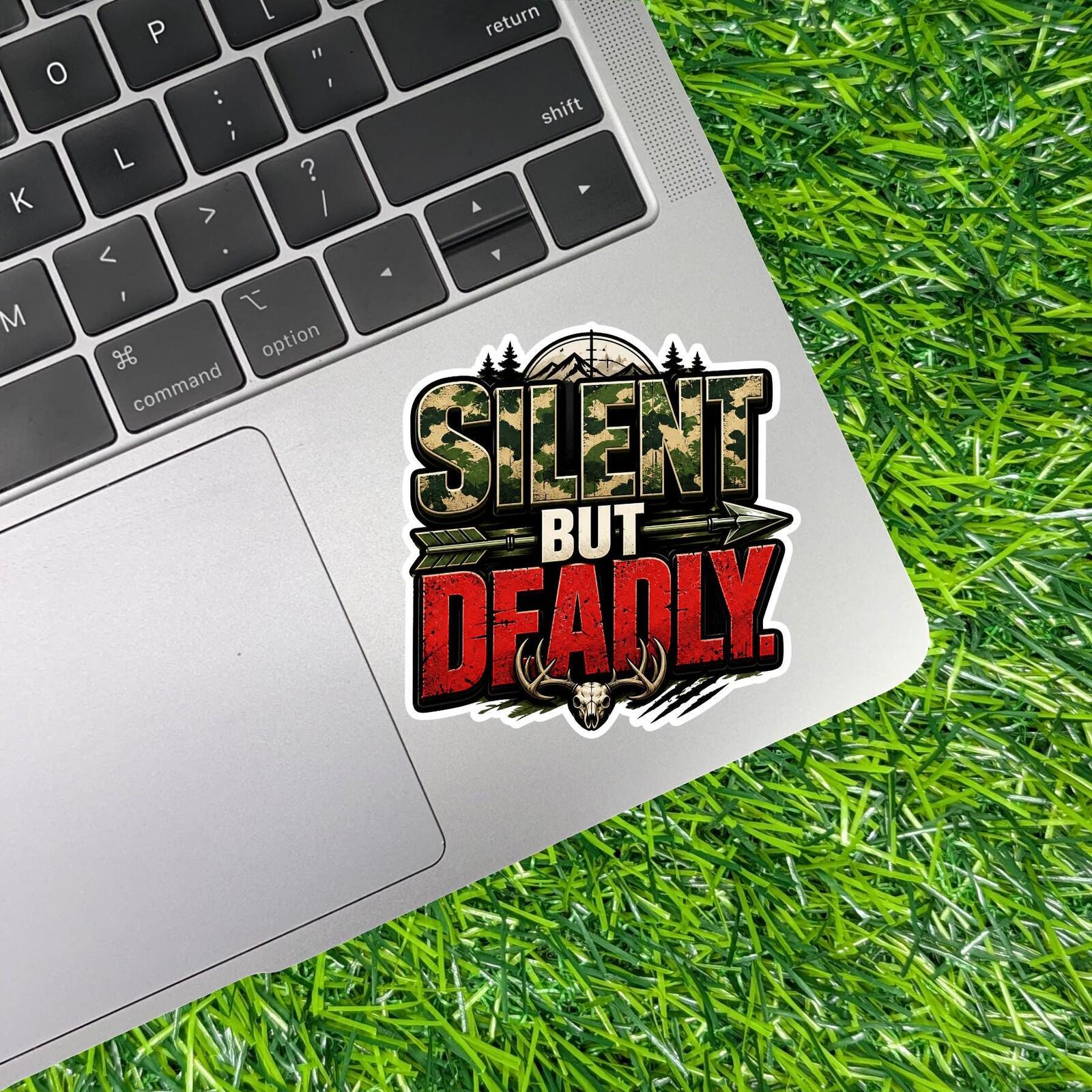 Silent But Deadly Bowhunter Decal Camo Deer Skull Arrow Archery Sticker Hunting