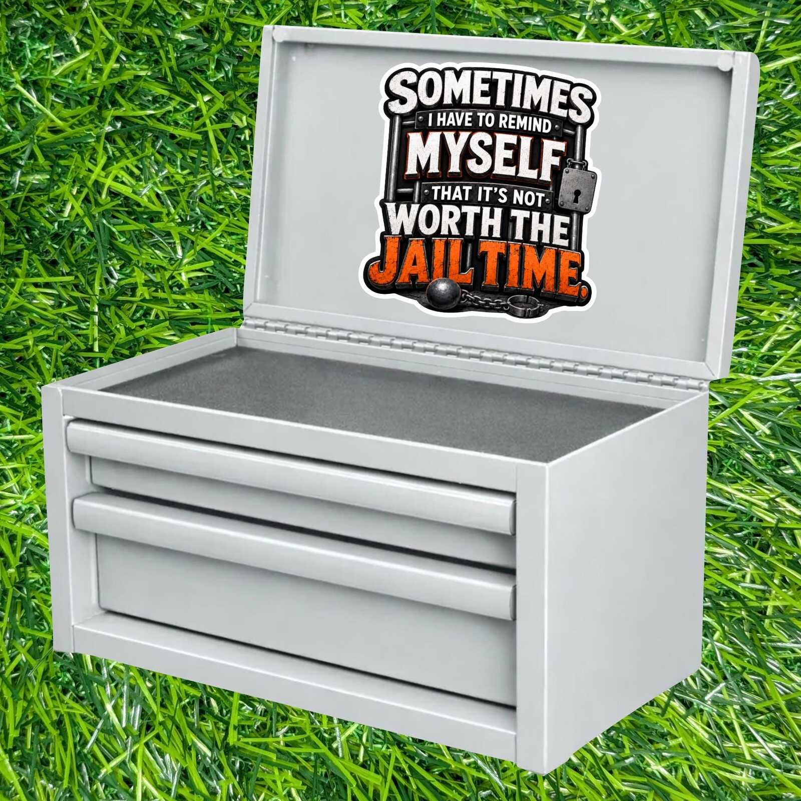 Not Worth Jail Time Sticker Sarcastic Decal Anger Management Prison Bars Attitude Mood Humor
