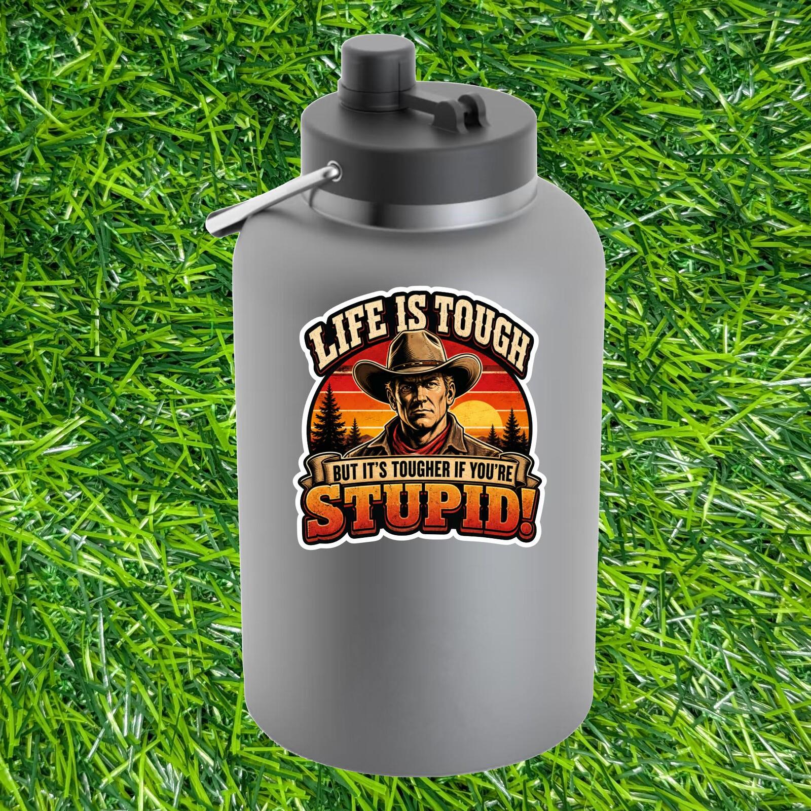Life Is Tough Tougher If You're Stupid Cowboy Decal, Retro Western Sticker