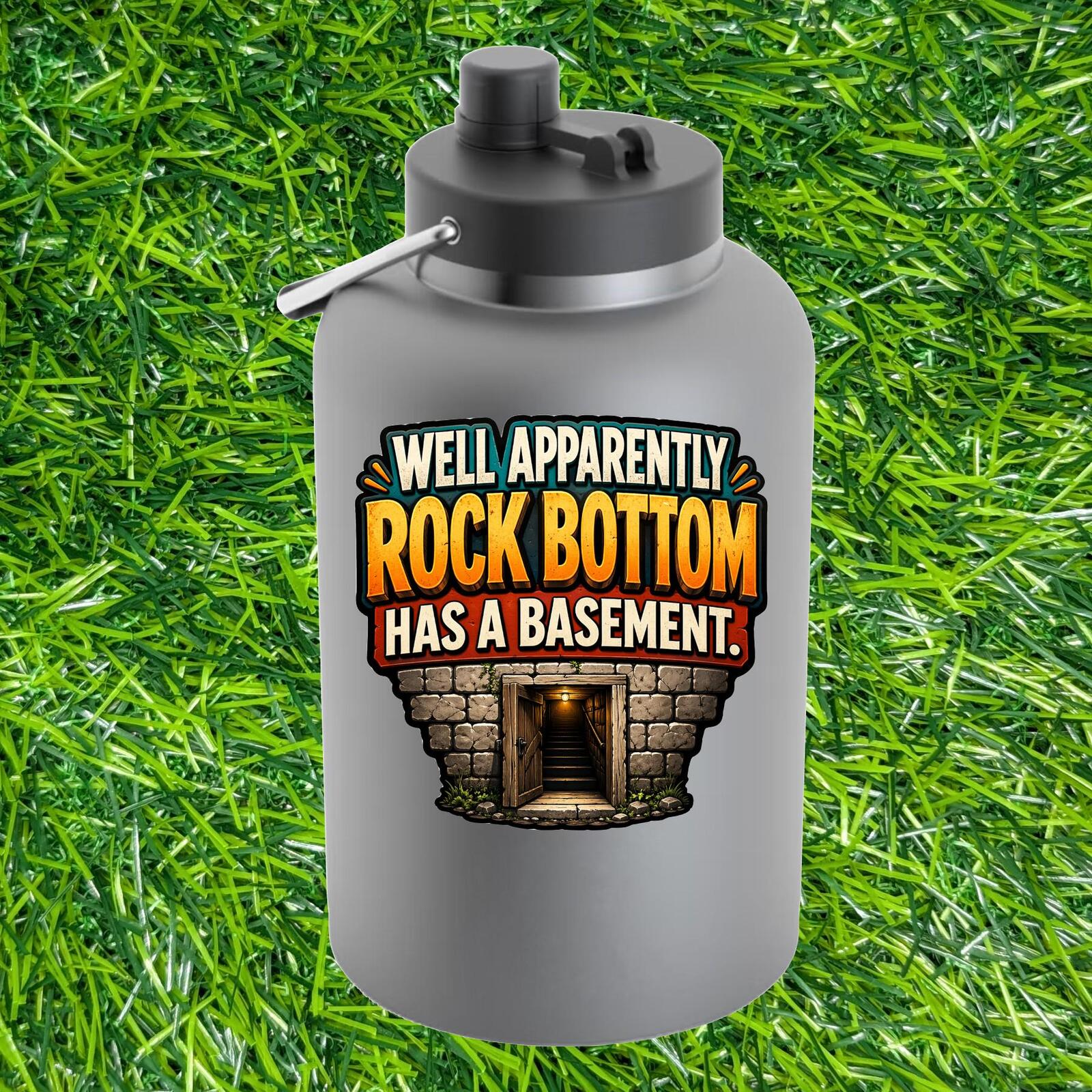 Well Apparently Rock Bottom Has Basement Sticker Decal, Sarcastic Anxiety Humor
