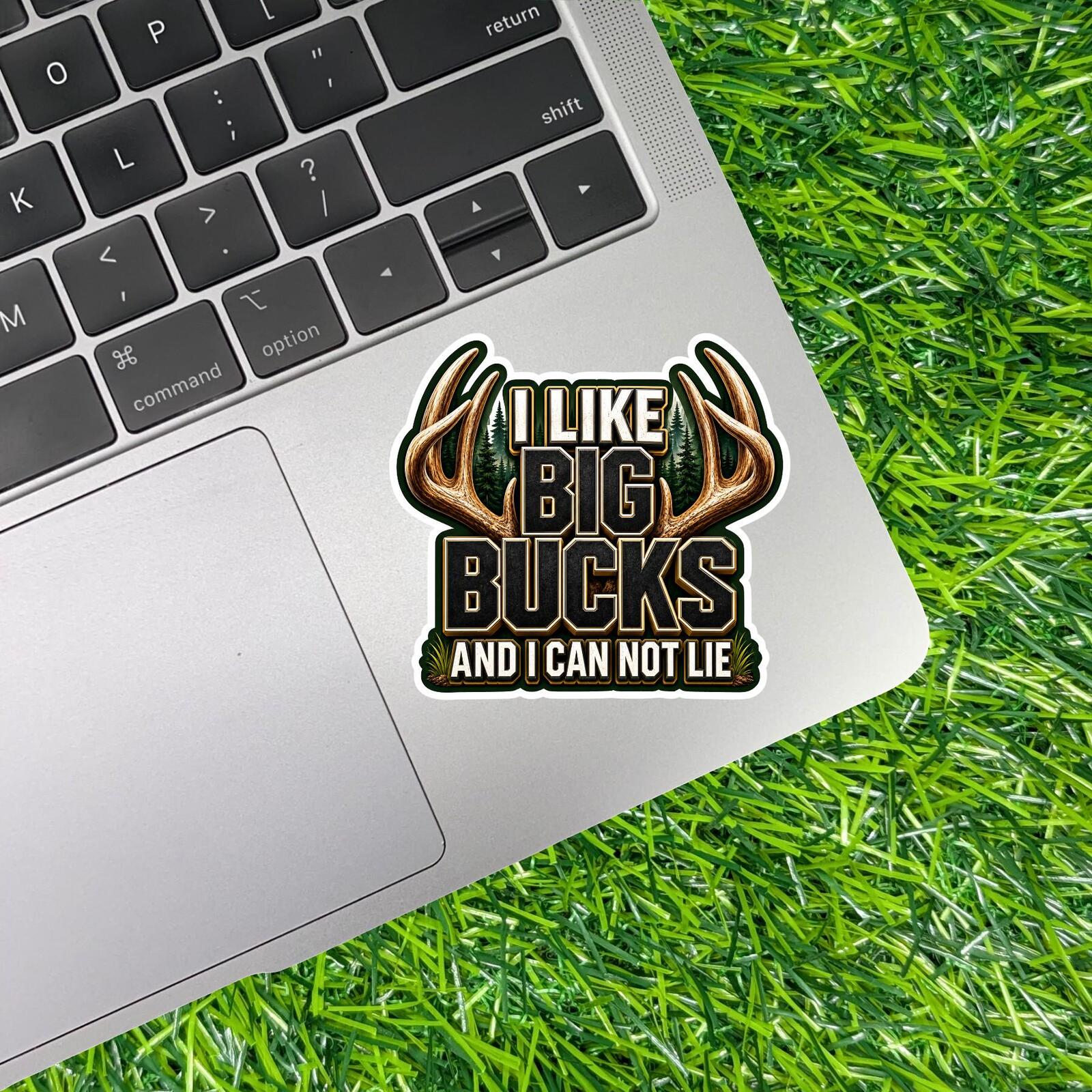 I Like Big Bucks Deer Hunting Sticker Antler Decal Hunter Woods Camp Buck Humor