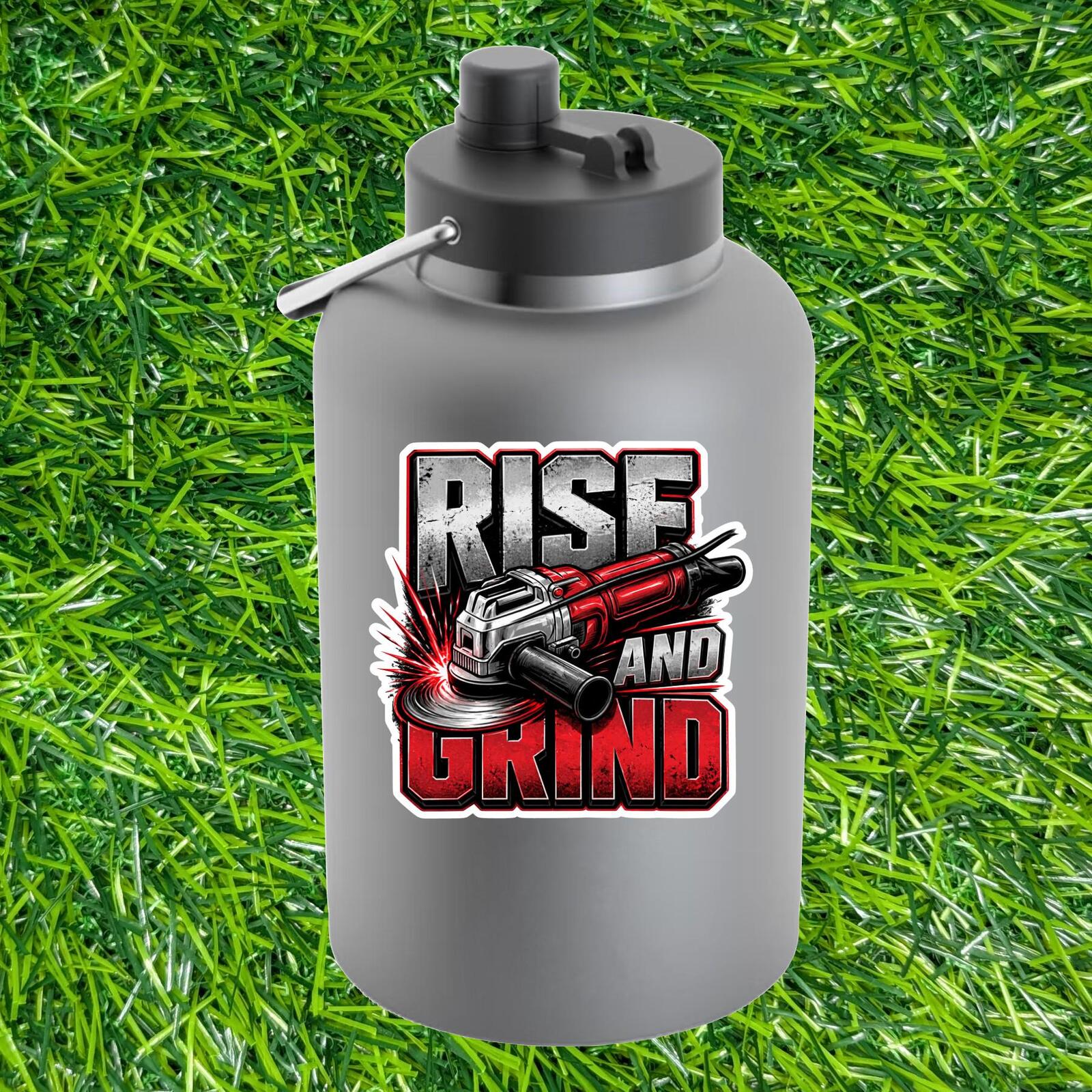 Rise And Grind Sticker Angle Grinder Decal Welder Fabricator Trade Worker Hustle