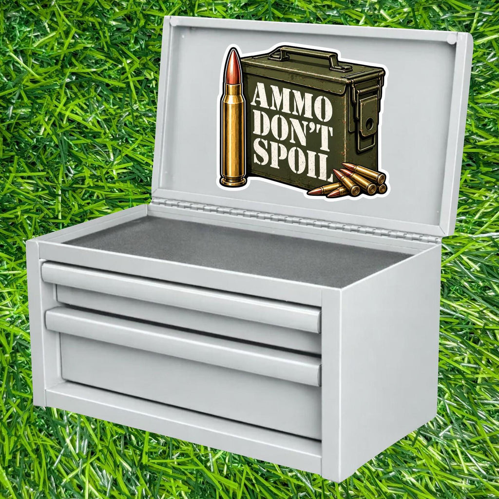Ammo Dont Spoil Sticker Prepper Decal Hunting Range Gear Tactical Supply Stockpile Humor
