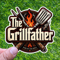 The Grillfather King Grill Decal BBQ Spatula Backyard Sticker Cookout Dad Chef
