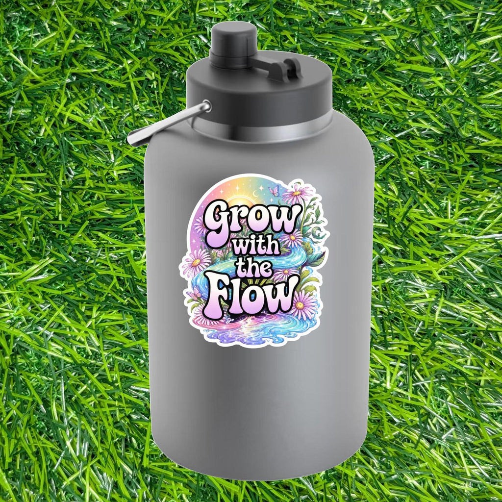 Grow With The Flow Sticker Floral River Decal Daisy Butterfly Nature Self Care Garden