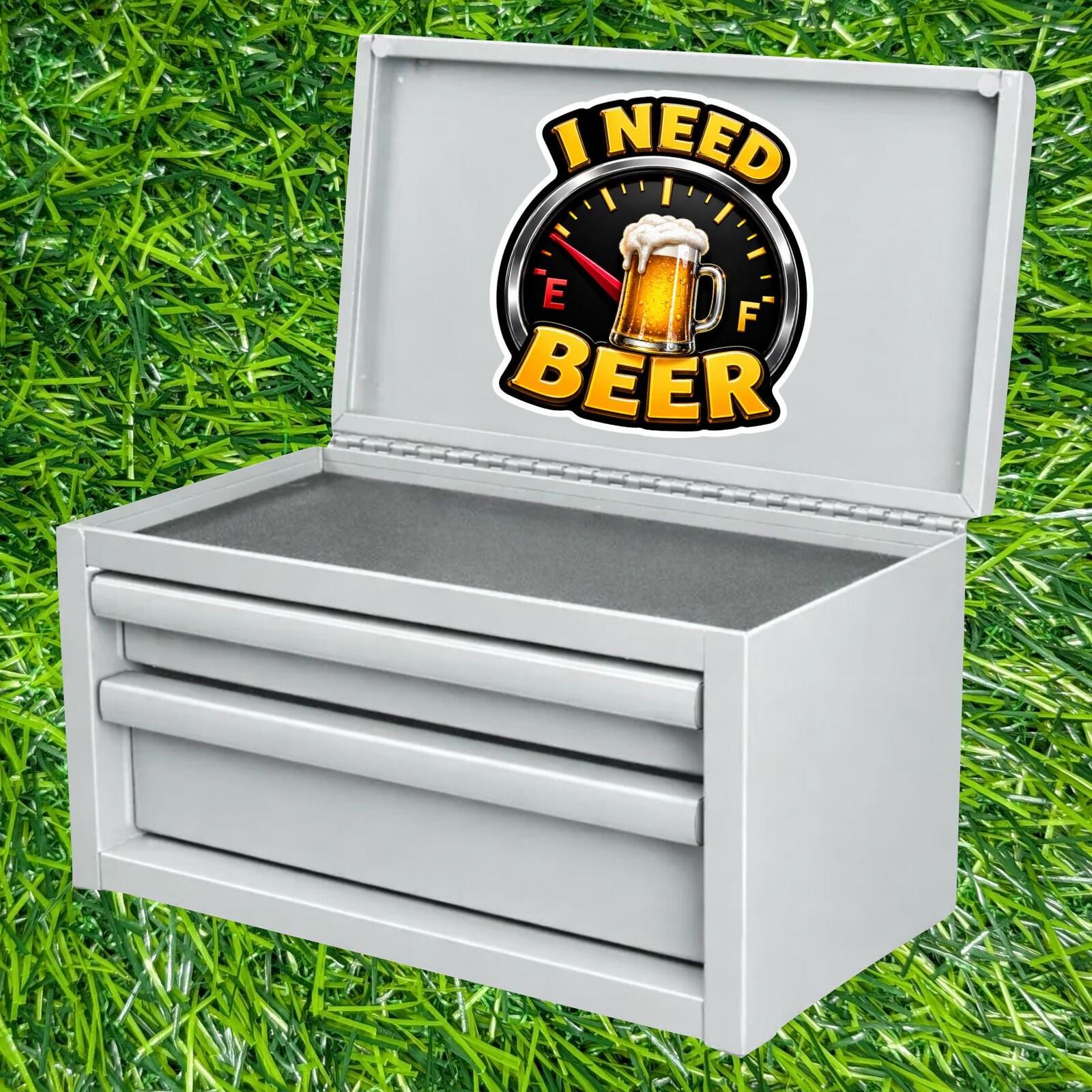 I Need Beer Fuel Gauge Sticker, Drinking Decal, Running On Empty Humor, Drinker