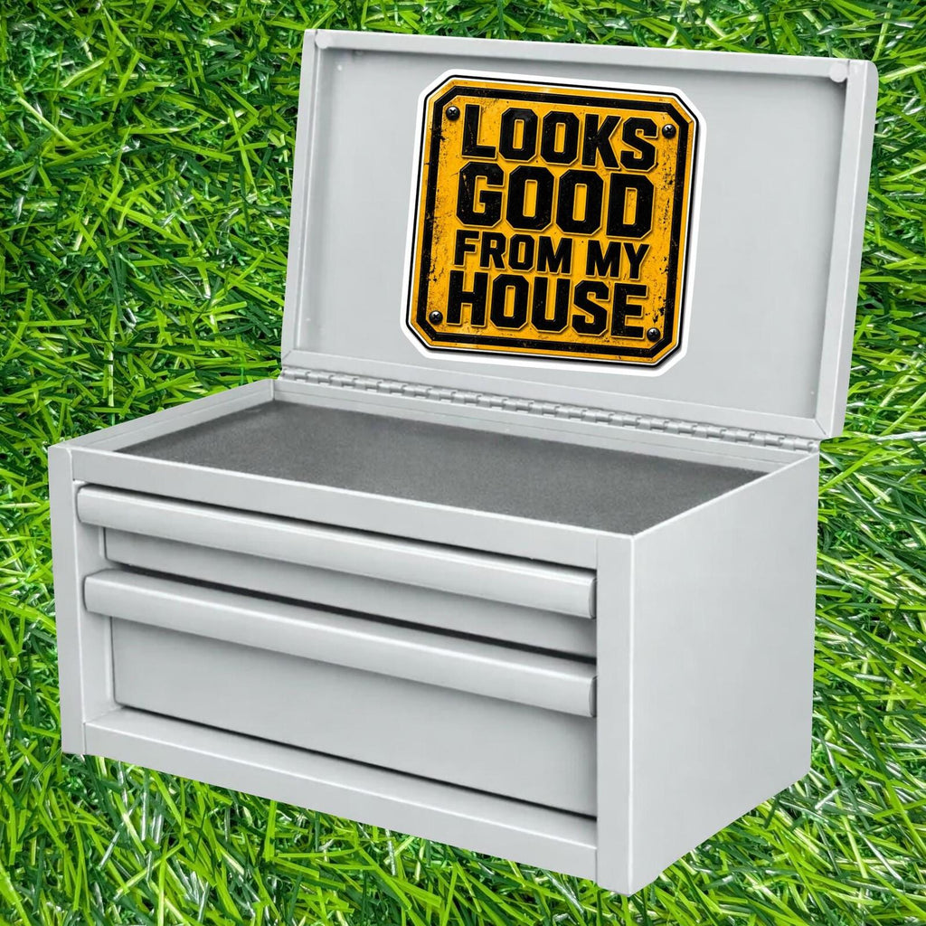 Looks Good From My House Sticker Contractor Decal Hard Construction Blue collar