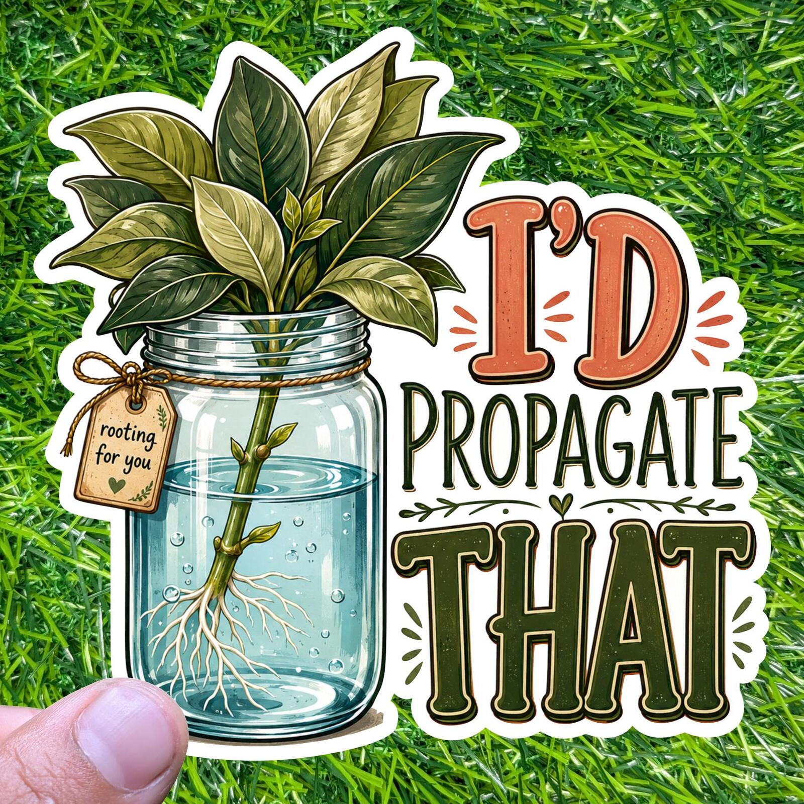 I'd Propagate That Plant Sticker Houseplant Cutting Jar Decal Rooting Green Thumb Gardener Friend