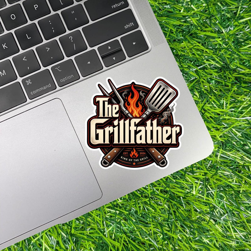 The Grillfather King Grill Decal BBQ Spatula Backyard Sticker Cookout Dad Chef