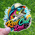 Reel Cool Dad Fishing Decal, Wide Mouth Bass Father Sticker
