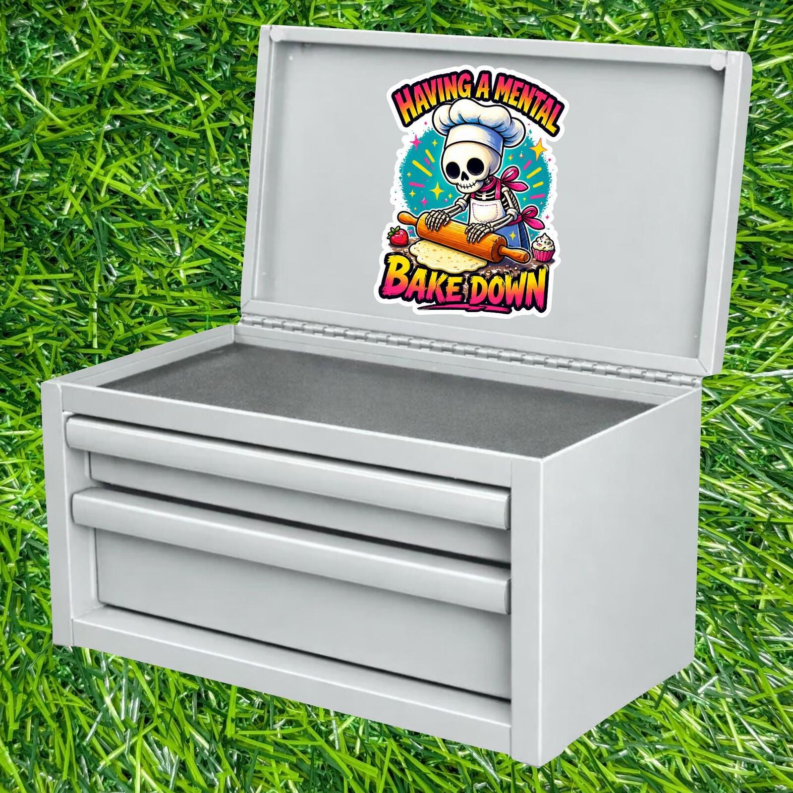 Having Mental Bakedown Sticker Baker Decal Stress Baking Humor Skeleton Kitchen