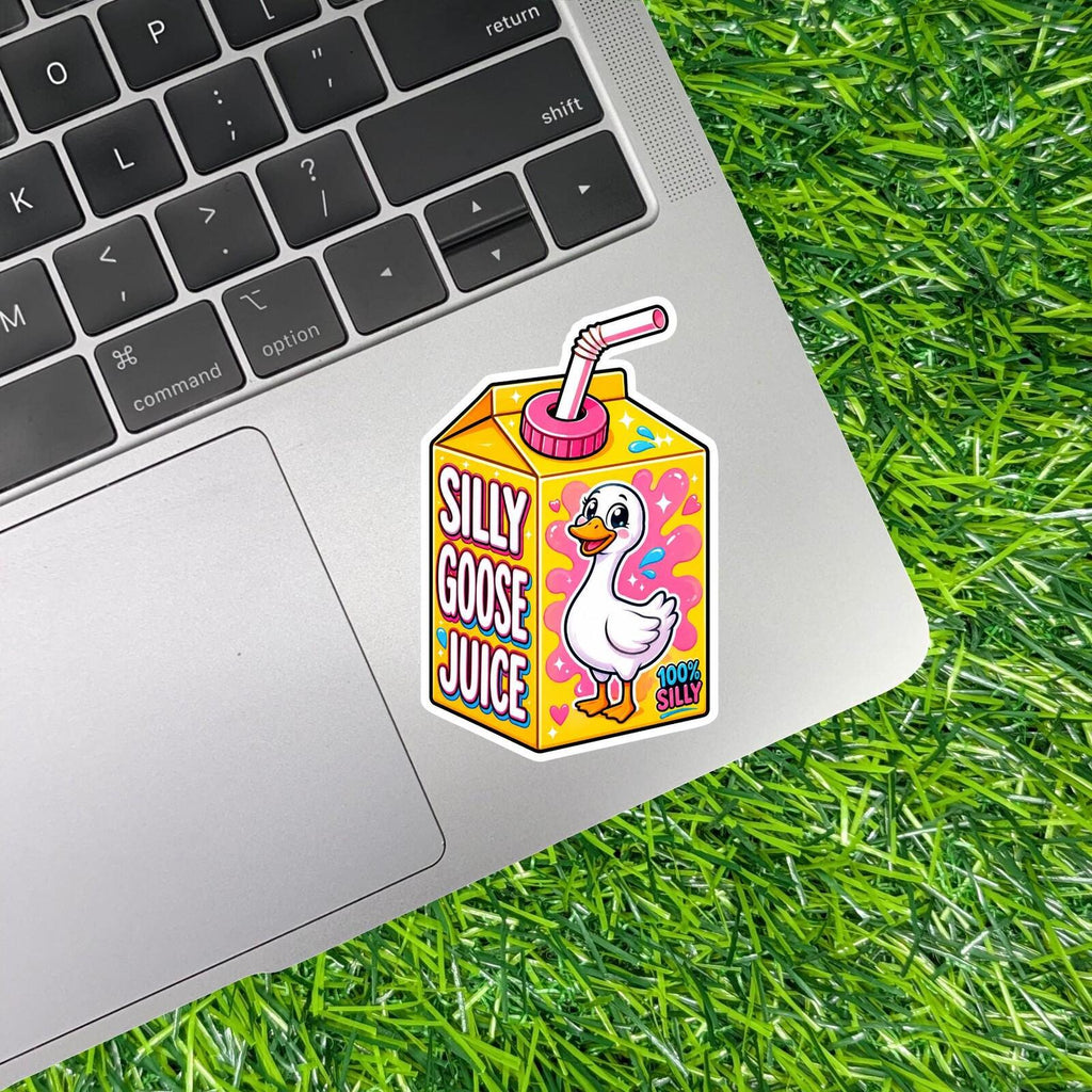 Silly Goose Juice Box Decal, Kawaii Duck 100 Humor Sticker Quirky Animal Carton