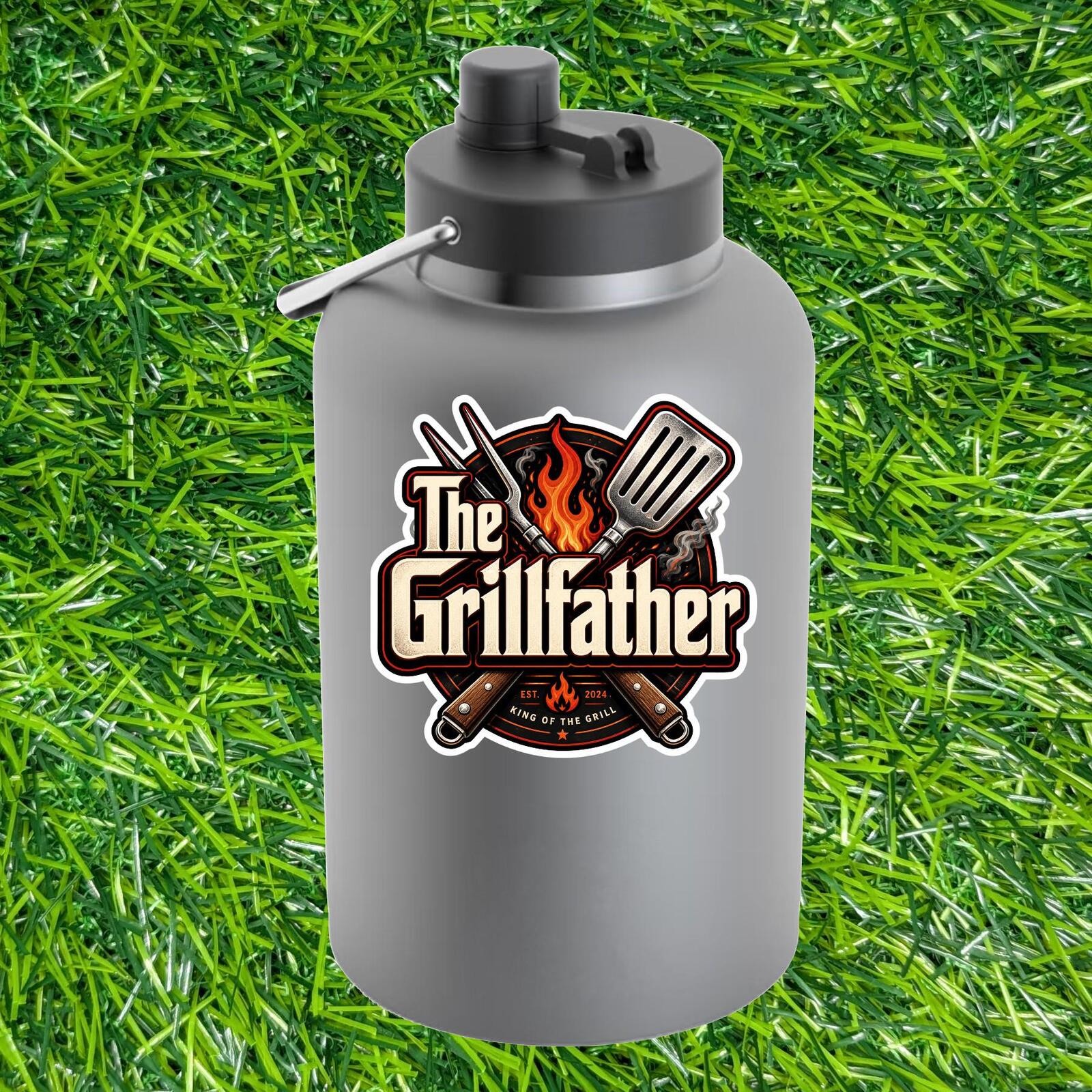 The Grillfather King Grill Decal BBQ Spatula Backyard Sticker Cookout Dad Chef