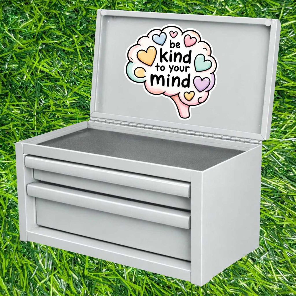 Be Kind To Your Mind Brain Sticker Mental Health Decal Self Care Hearts Reminder