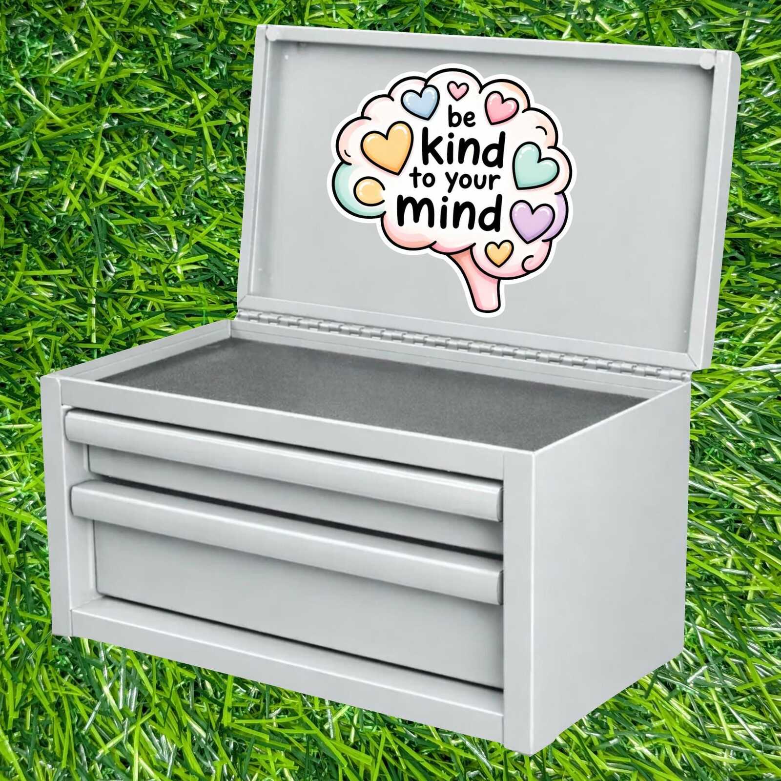 Be Kind To Your Mind Brain Sticker Mental Health Decal Self Care Hearts Reminder