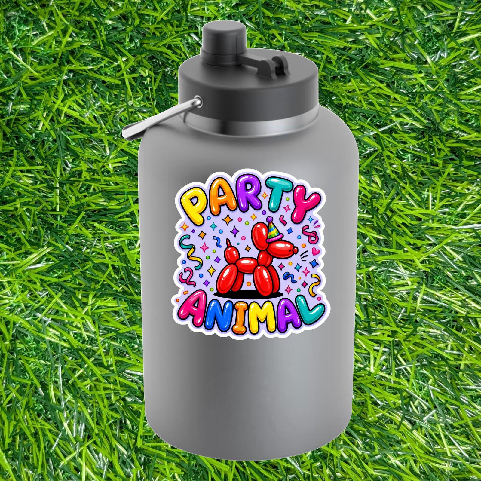 Party Animal Sticker Balloon Dog Decal Birthday Celebration Confetti Colorful Pet Lover Planner Laptop