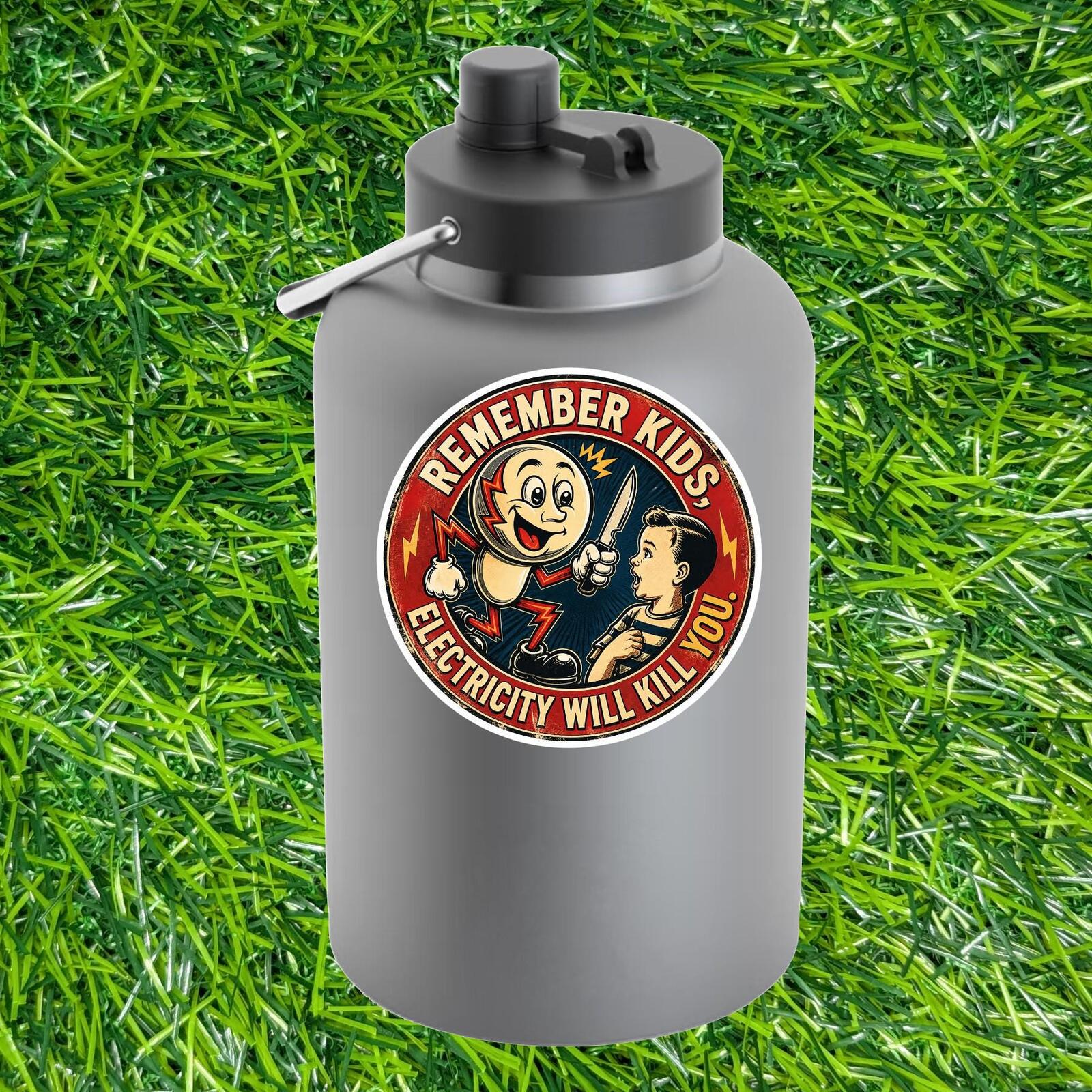 Remember Kids Electricity Will Kill You Retro Electrician Decal Warning Sticker