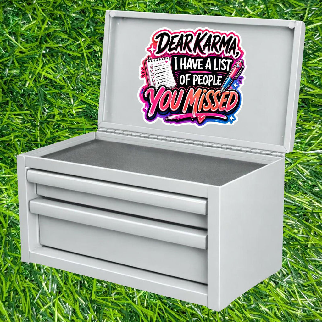 Dear Karma List People Missed Sticker Sarcastic Notebook Decal Revenge Mood Planner Laptop Bestie