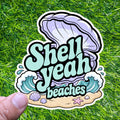 Shell Yeah Beaches Sticker Ocean Seashell Wave Decal Coastal Summer Beach Lover Mermaid Vibes