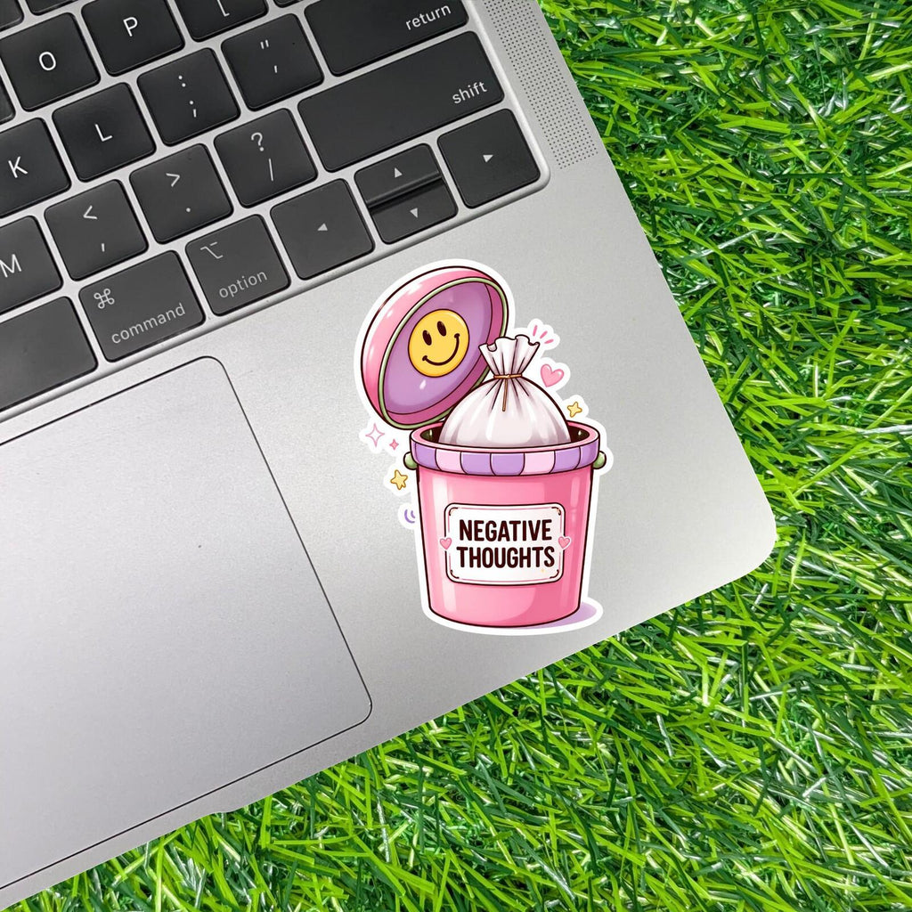 Negative Thoughts Trash Can Sticker Positive Mindset Decal Mental Health Self Care lil Reminder