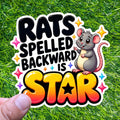 Rats Spelled Backward Is Star Kawaii Mouse Word Pun Sparkle Rodent Sticker Decal